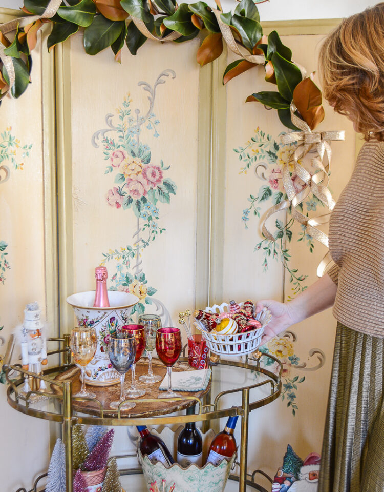 Katherine Vintage Baubles Bar Cart Pender Peony A Southern Blog