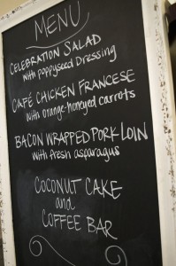 Southern wedding menu chalkboard