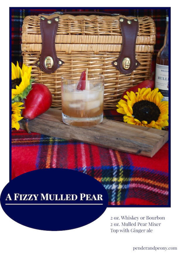 A Fizzy Mulled Pear - this cocktail tastes like fall in a glass. You'll love this fall drink over ice with a splash of ginger ale just use your favorite whiskey or bourbon. Get the recipe on Pender & Peony