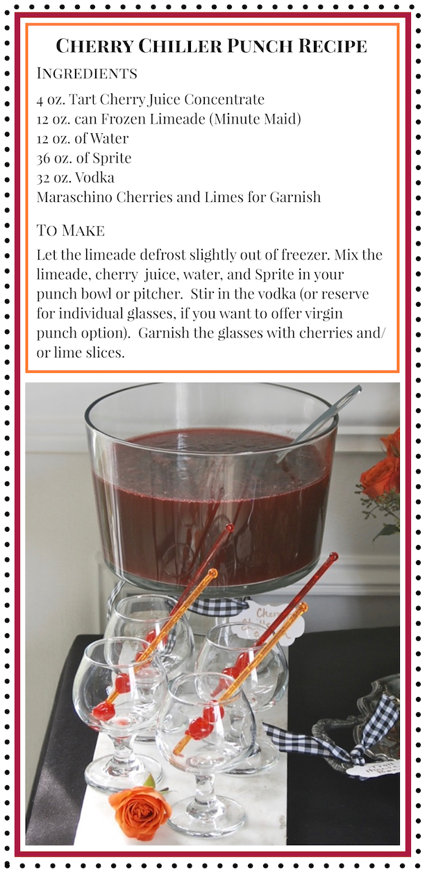 Cherry Chiller Punch Recipe great for halloween dessert parties and other festive get togethers.