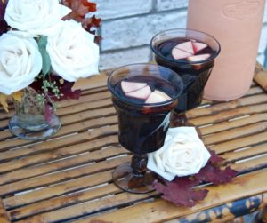Rhubarb Apple Sangria with Ginger made with red wine and a shrub. Great fall cocktail.
