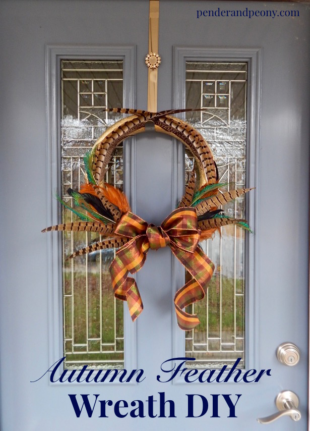 Autumn feather wreath DIY. Let your front door greet your Thanksgiving guests in style.