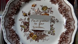 use place cards to deliver a gratitude message on your Thanksgiving table.