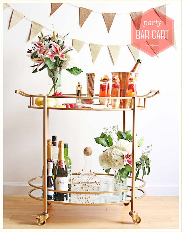 No party is complete without a handy bar cart. Learn how to style your party bar cart with this quick guide.