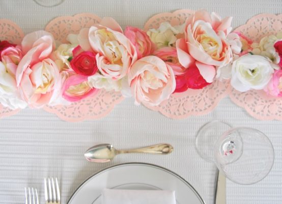 Create a floral table runner with this easy floral garland DIY