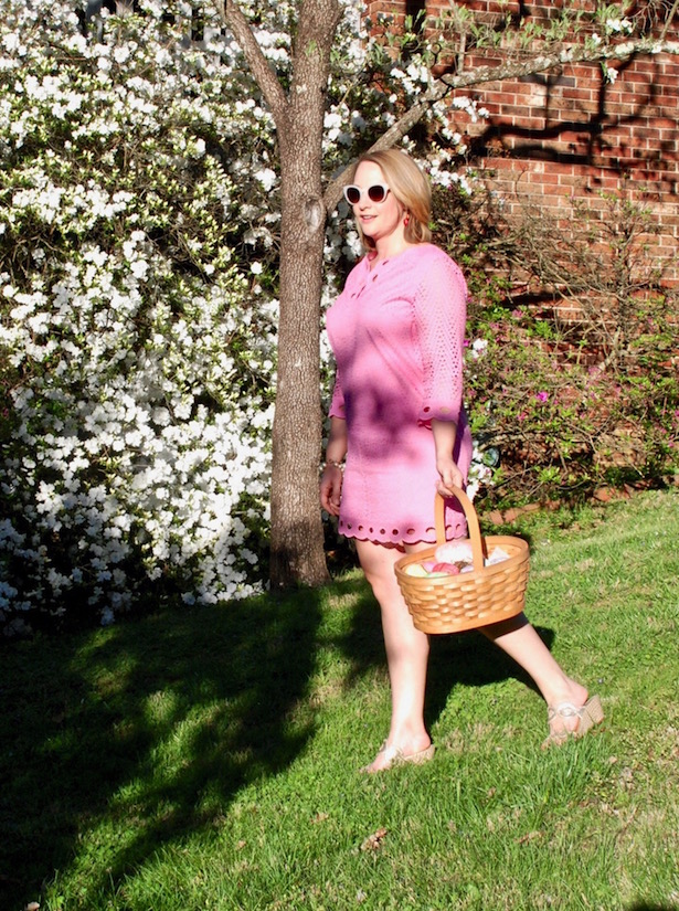 A pretty pink eyelet dress perfect for Easter and spring celebrations. 