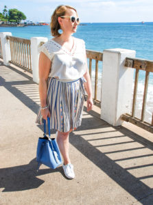 This breezy tie waist skirt in pretty pastels is classic summer style!