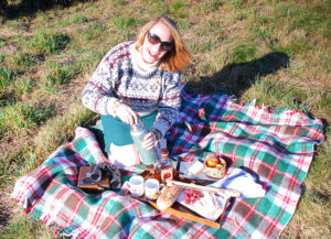Throw down a wooly plaid blanket and pour the apple cider for a lovely November picnic on the tree farm.