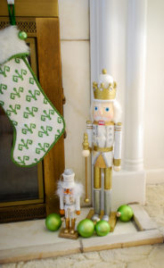 Poinsettia, juniper, paper whites, velvet ribbon, and gold accents mingle merrily in my green & gold Christmas living room!