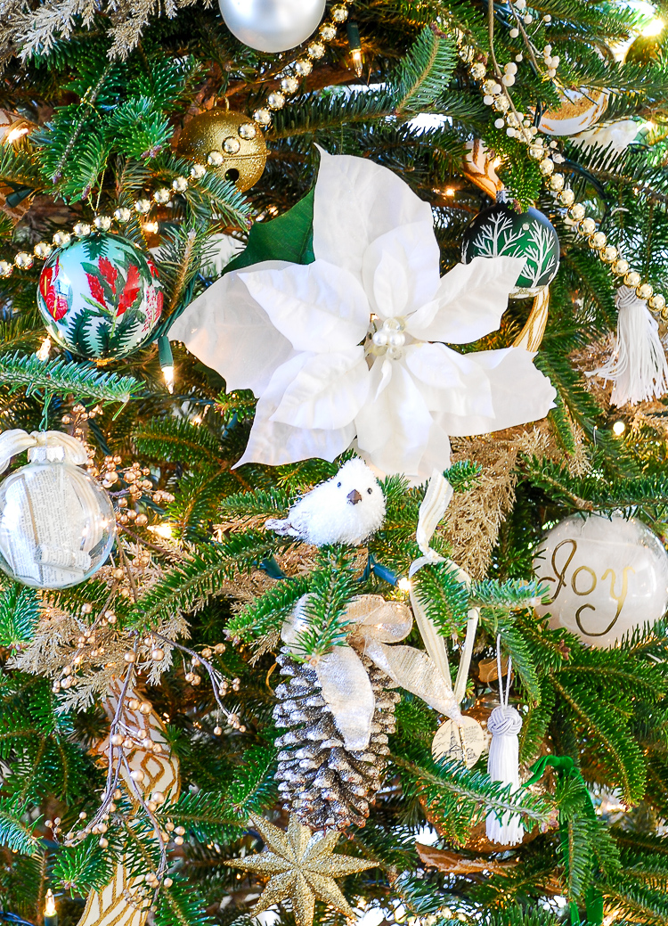 Boughs & Blossoms My Green and Gold Christmas Living Room