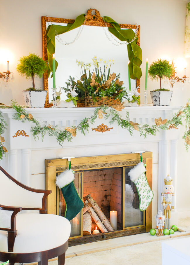 Boughs & Blossoms: My Green and Gold Christmas Living Room - Pender ...