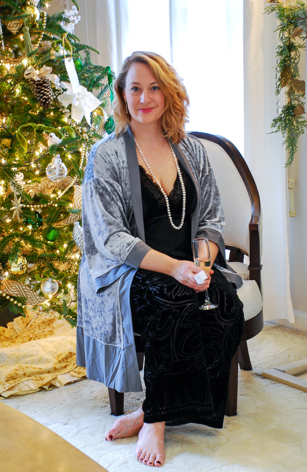 Staying in this New Year's Eve? Dress in luxurious loungewear with velvet fabrics for a glamorous NYE at home.