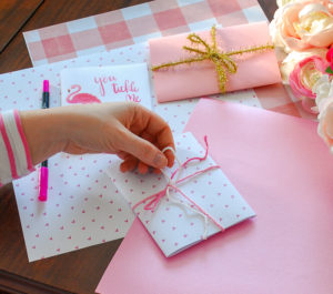 You tickle me pink free printable flamingo Valentine card and DIY envelope tutorial with coloring card option.