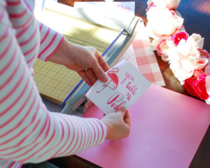 You tickle me pink free printable flamingo Valentine card and DIY envelope tutorial with coloring card option.