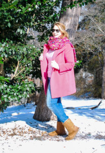 A pink coat to trounce those winter blues! #pinkcoat #modernclassicstyle #snowdaycasual