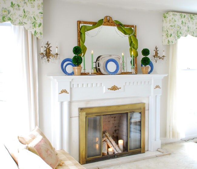 Boxwood Topiary Decor for a Traditional Mantel Pender & Peony A Southern Blog