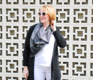 Chic black & white an always classic duo perfect for spring fashion. #blackandwhite #southernchic #polkadots #dustersweater