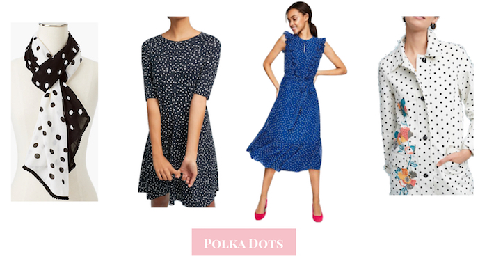 The spring fashion essentials you need for a bright, stylish spring: polka dots, espadrilles, blue and white stripes, chambray, blush sneakers, cozy wraps, ruffles, broderie.