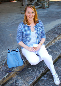 The perfect spring outfit pairing in blue and white: gingham cardis & ladybug tees!