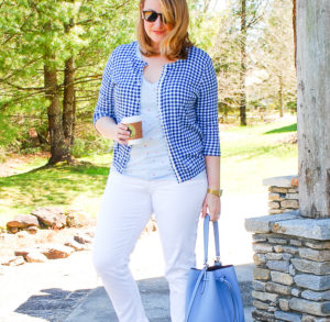 The perfect spring outfit pairing in blue and white: gingham cardis & ladybug tees!