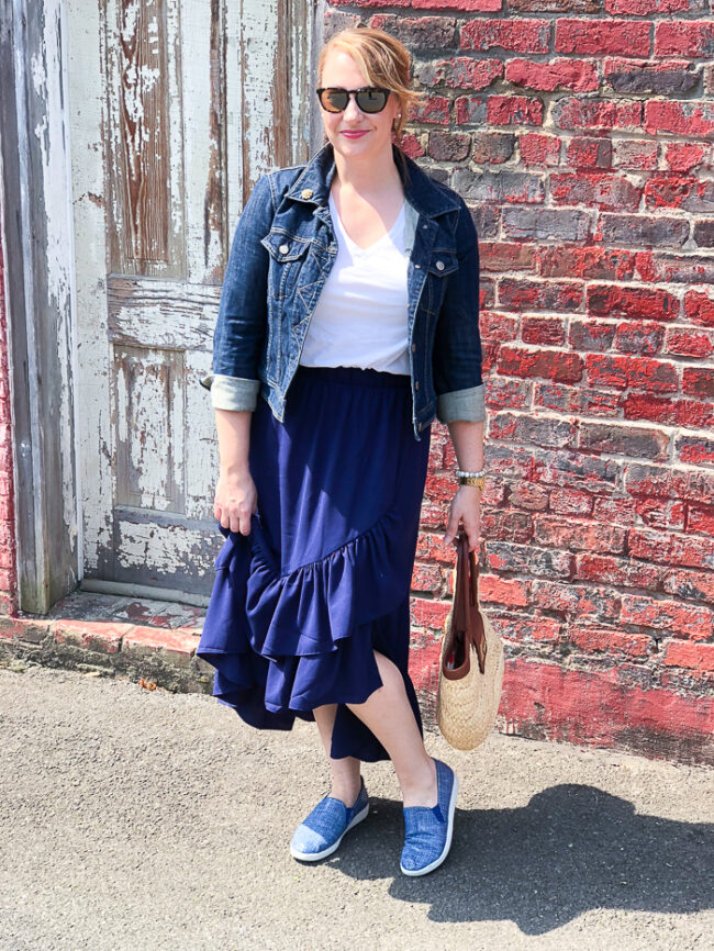 Casual Flounce - Skirt & Sneakers Outfit - Pender & Peony - A Southern Blog