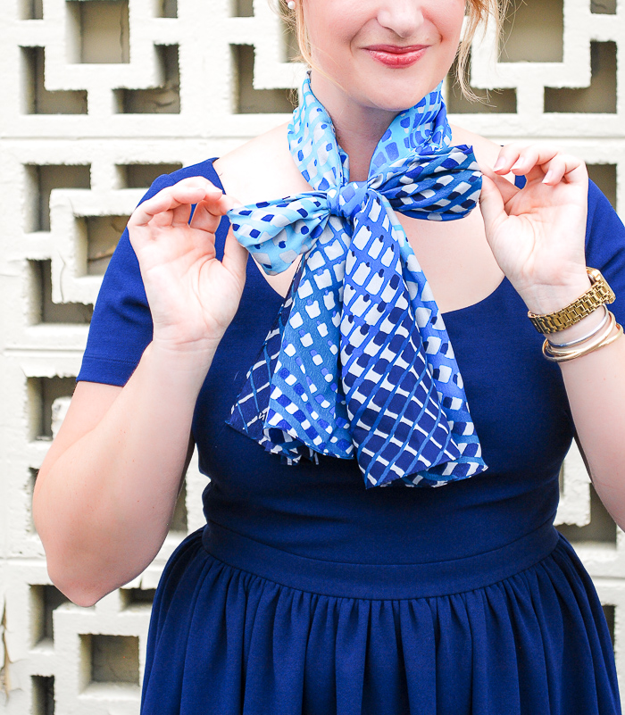 Navy blue clearance dress with scarf