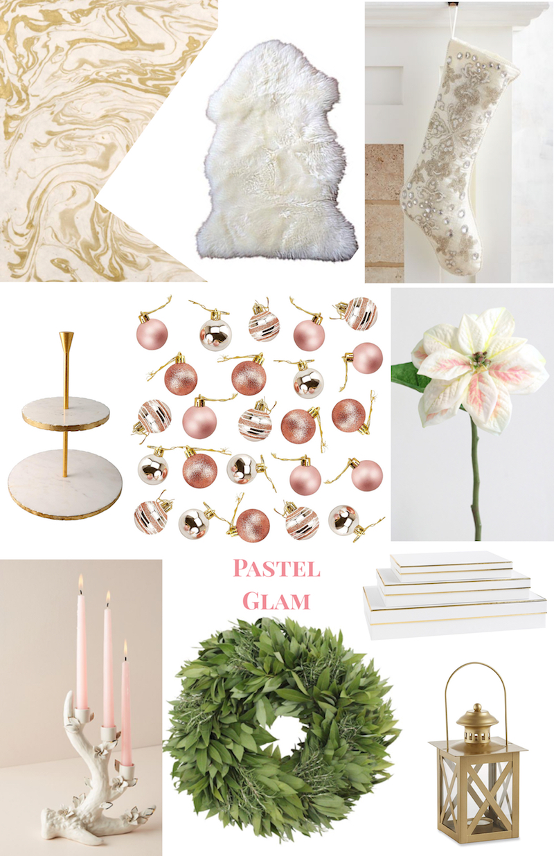 Christmas Decor Ideas for 2018: collage of pastel glam decorations