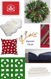 Christmas Decor Ideas for 2018: collage of preppy trad decorations