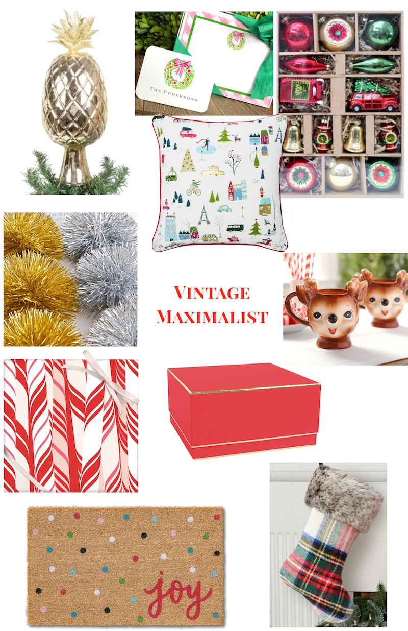 Christmas Decor Ideas for 2018: collage of vintage maximalist decorations