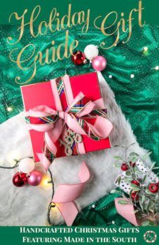 Red Christmas present tied with plaid bow against green backdrop - Handcrafted Christmas Gifts
