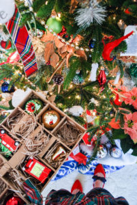 Trimming the tree with vintage ornaments