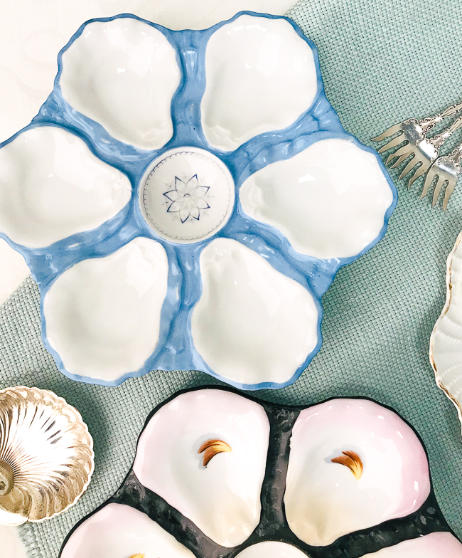 The oyster plate - use antique oyster plates to entertain in style