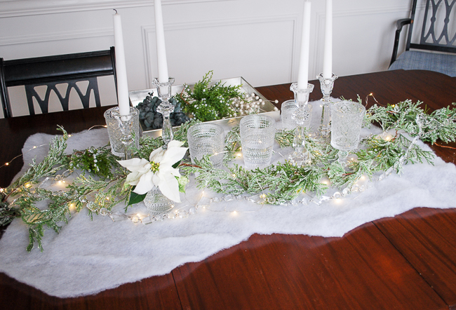 Winter tablescape tutorial - placing vases and candles