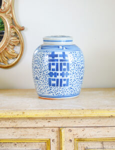 A double happiness ginger jar