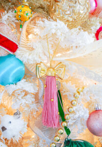 pink bow tassel ornament