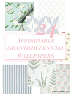 Collage of affordable grandmillennial wallpapers