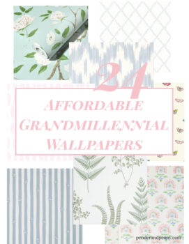 Collage of affordable grandmillennial wallpapers