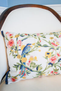 Chinoiserie embroidered pillow