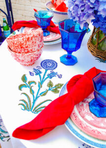 Indian block print table cloth detail