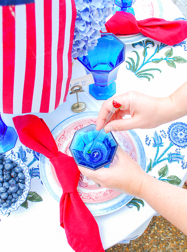 Watermelon drink stirrers for patriotic table decor