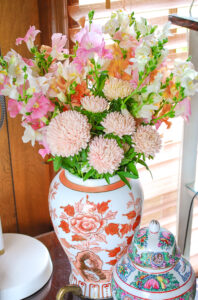 Fresh flowers for a bright spot on home desk