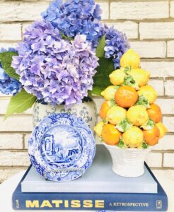 Italian ceramic lemon and orange topiary
