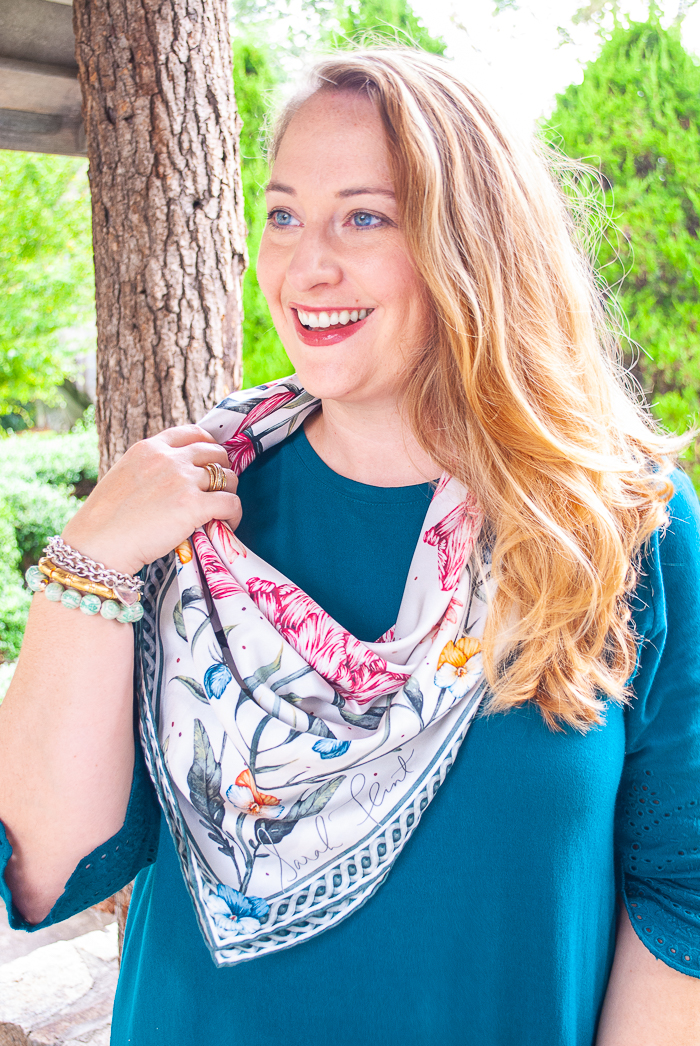 Styling a Silk Scarf 3 Ways Using the Same Square Knot - Pender & Peony - A  Southern Blog