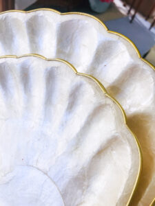 detail view of capiz shell plates