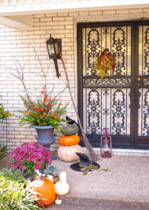 Witchy front door for autumn and Halloween