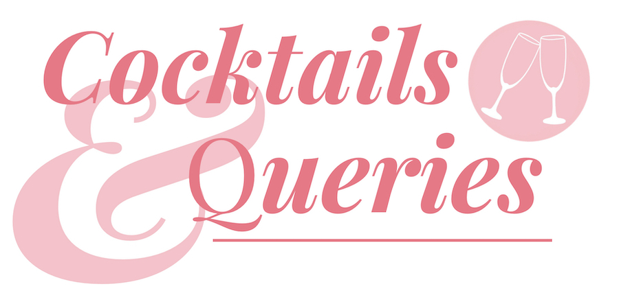 graphic text Cocktails & Queries in pink