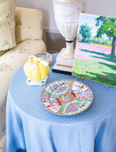 Rose medallion plate on side table