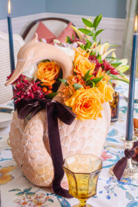 angle view of swan centerpiece