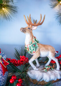Detail view of Fitz and Floyd reindeer