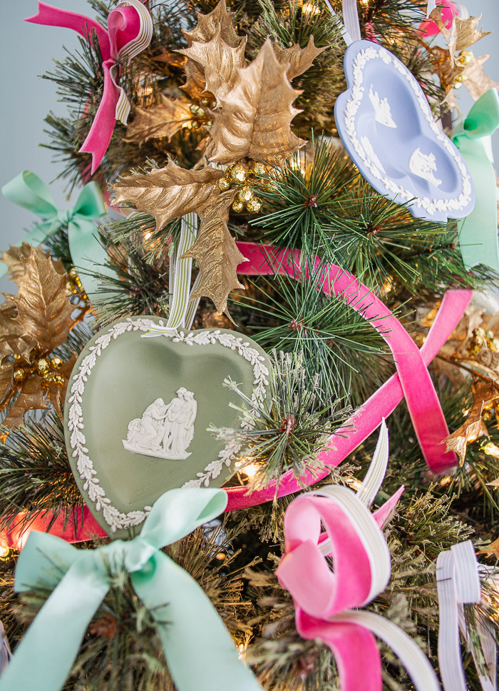 Turn Wedgwood trinket dishes into ornaments with Disc hangers and ribbon
